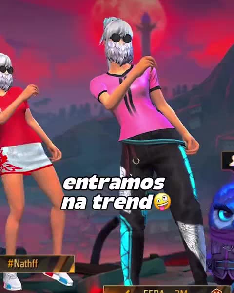 Personagens de Free Fire dançando o trend no reel da Belaaff0